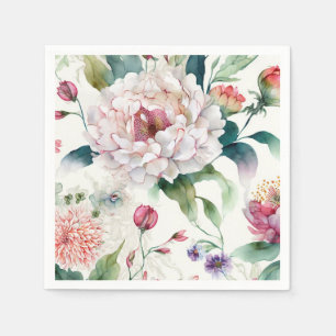Watercolor elegant delicate asian floral pattern  napkin