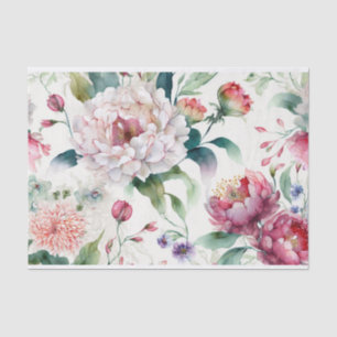Watercolor elegant delicate asian floral pattern  tissue paper