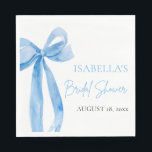 Watercolor Elegant Dusty Blue Bow Bridal Shower Napkin<br><div class="desc">Create a sophisticated atmosphere at your bridal shower with our Watercolor Elegant Dusty Blue Bow napkins. Featuring a stunning watercolor design in soft dusty blue hues, adorned with an elegant bow motif, these napkins add a touch of refined charm to your table decor. The delicate script reading "Bridal Shower" or...</div>