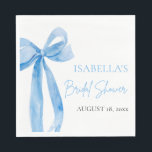 Watercolor Elegant Dusty Blue Bow Bridal Shower Napkin<br><div class="desc">Create a sophisticated atmosphere at your bridal shower with our Watercolor Elegant Dusty Blue Bow napkins. Featuring a stunning watercolor design in soft dusty blue hues, adorned with an elegant bow motif, these napkins add a touch of refined charm to your table decor. The delicate script reading "Bridal Shower" or...</div>