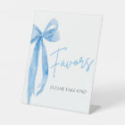 Watercolor Elegant Dusty Blue Bow Favours Sign