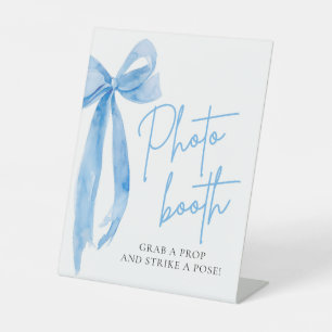 Watercolor Elegant Dusty Blue Bow Photo Booth Sign