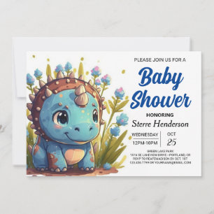 Watercolor Elegant Editable Dinosaur Baby Shower Invitation