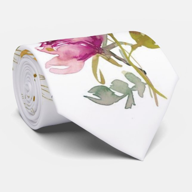 Watercolor Elegant Fall  Tie (Rolled)