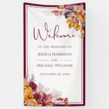 Watercolor Elegant Floral Fall Burgundy Wedding