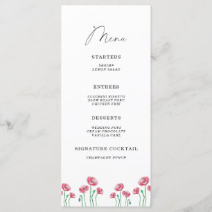 Watercolor elegant floral minimalist menu