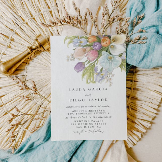 Watercolor Elegant Floral Pastel Wedding Invitation (Creator Uploaded)