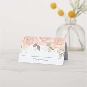 Watercolor Elegant Floral Rose Gold Greenery Place Card