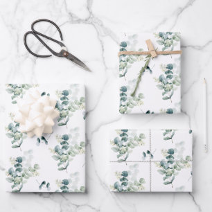 Watercolor Elegant Greenery Eucalyptus Leaves Wrapping Paper Sheet