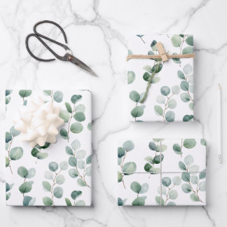 Watercolor Elegant Greenery Eucalyptus Leaves  Wrapping Paper Sheet