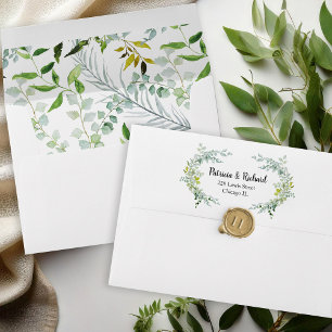 Watercolor Elegant Greenery Wedding Envelope