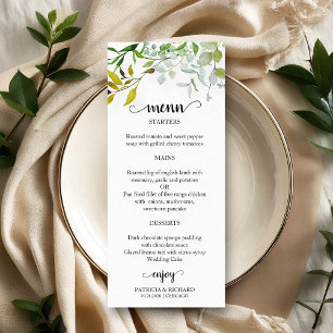 Watercolor Elegant Greenery Wedding Menu