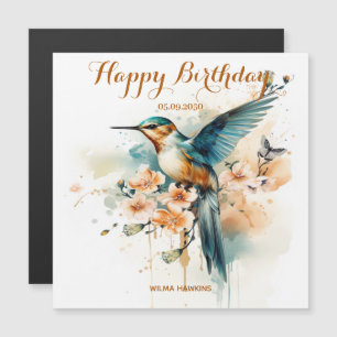 Watercolor Elegant Hummingbird Monogram With Name