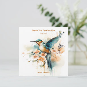 Watercolor Elegant Hummingbird Monogram With Name