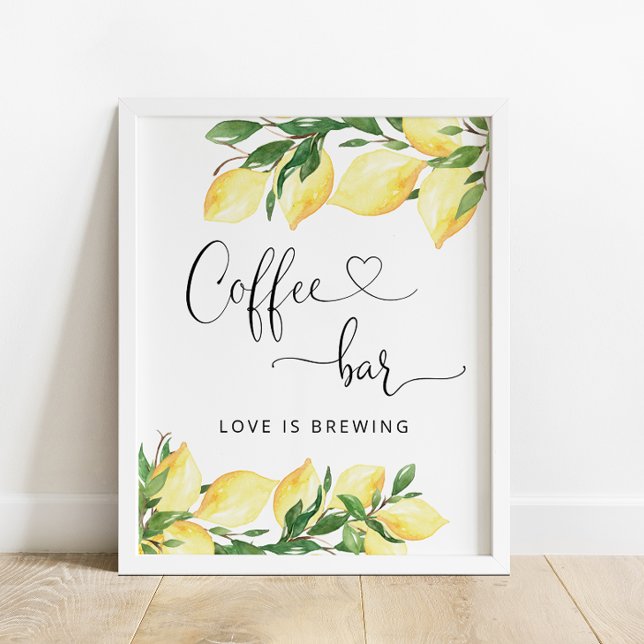 Watercolor Elegant Lemon Coffee Bar Sign (Creator Uploaded)