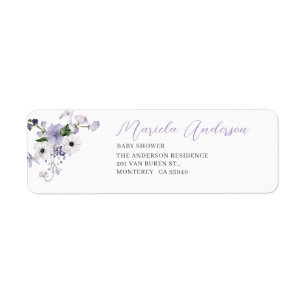 Watercolor Elegant Lilac flowers  baby shower