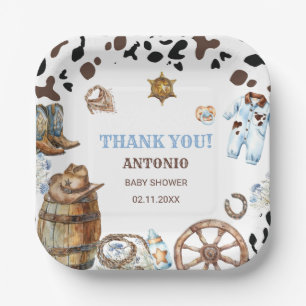 Watercolor elegant Little Cowboy RodePaper Napkin Paper Plate