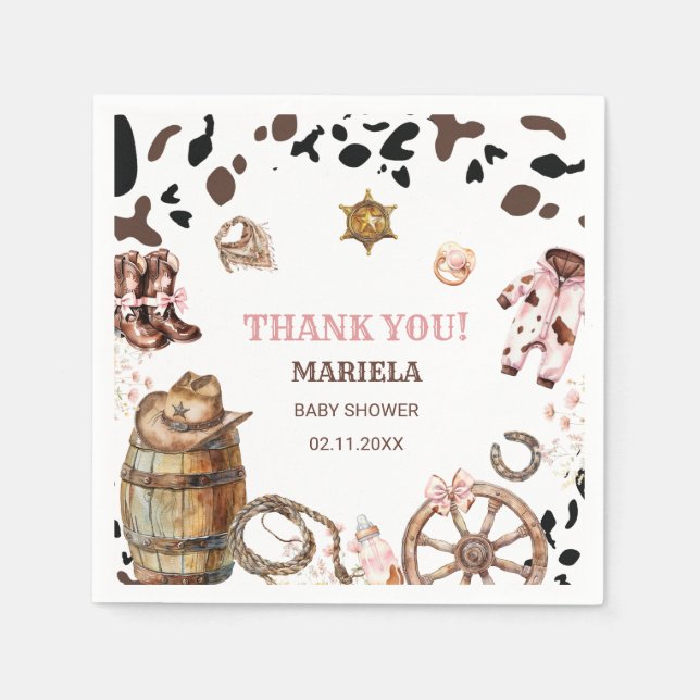 Watercolor  elegant Little Cowgirl Rodeo Country b Napkin (Front)