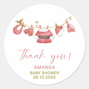 Watercolor Elegant Little Star  Santa  Baby Shower Classic Round Sticker