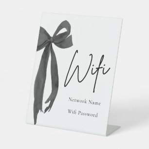 Watercolor Elegant Modern Black Bow Wifi Sign