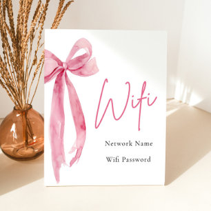 Watercolor Elegant Modern Blush Pink Bow Wifi Sign