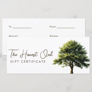 Watercolor Elegant Oak Tree Gift Certificate