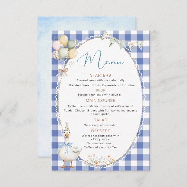 Watercolor elegant one silly goose baby shower enclosure card (Front/Back)
