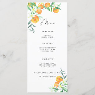 Watercolor elegant oranges citrus minimalist menu