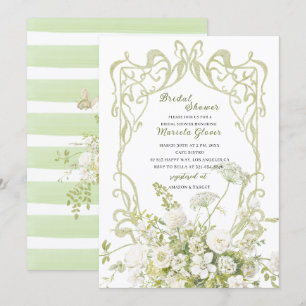 Watercolor Elegant Pastel Green floral Bridal Show Invitation