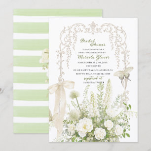 Watercolor Elegant Pastel Green floral Bridal Show Invitation