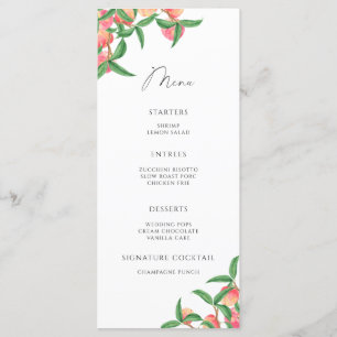 Watercolor elegant peaches minimalist menu
