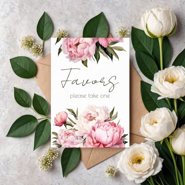 Watercolor elegant peonies  favours please take on poster (Creator Uploaded)