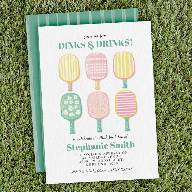 Watercolor Elegant Pickleball Birthday Invitation (Serve up some fun with this stylish pickleball-themed birthday invitation)