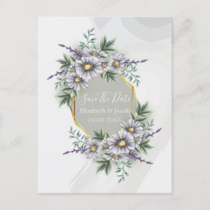Watercolor Elegant Purple Floral Save the Date Postcard