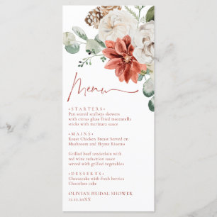 Watercolor Elegant Red Winter Christmas Holiday  Menu