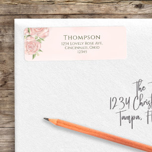 Watercolor Elegant Return Address Simple Roses