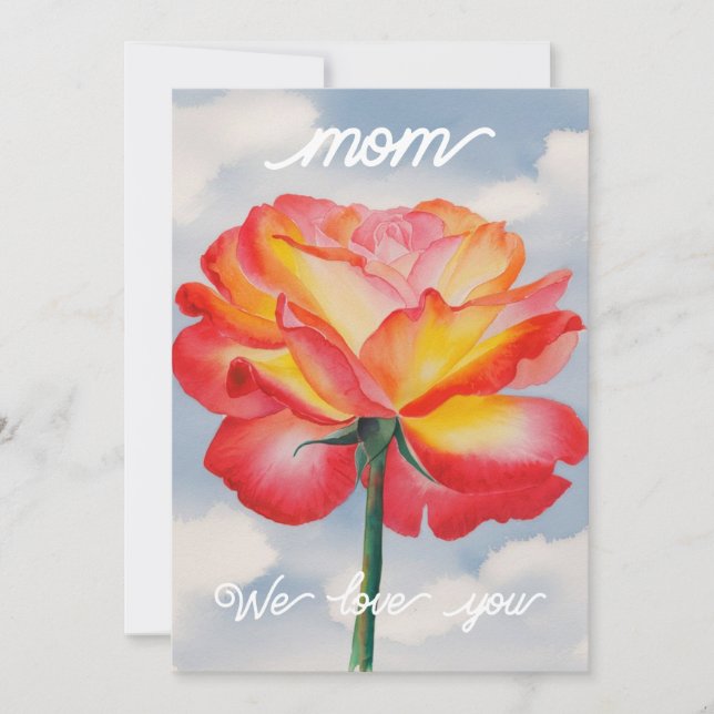 Watercolor elegant Rose Painting Mother's Day Card (Front)