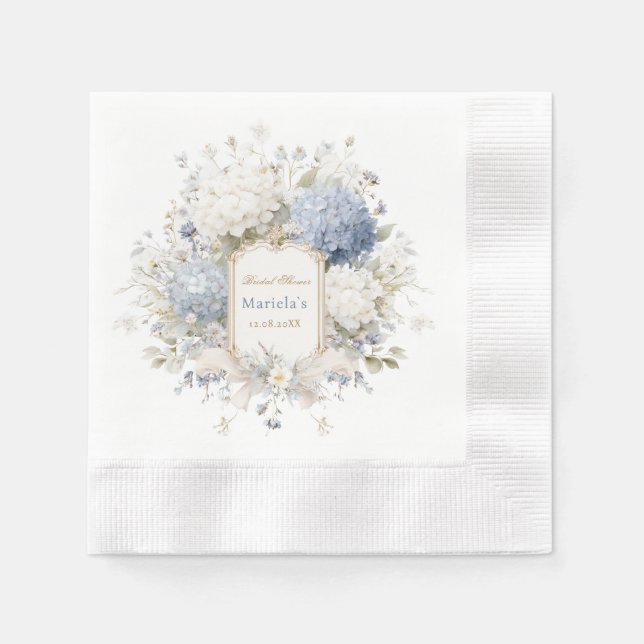 Watercolor elegant Royal Botanique hydrangea flowe Napkin (Front)