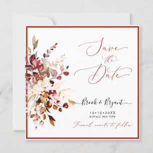 Watercolor Elegant Rustic Fall Gum Eucalyptus Invitation