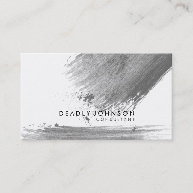 Watercolor Elegant Simple Splatter Black Grey Business Card (Front)