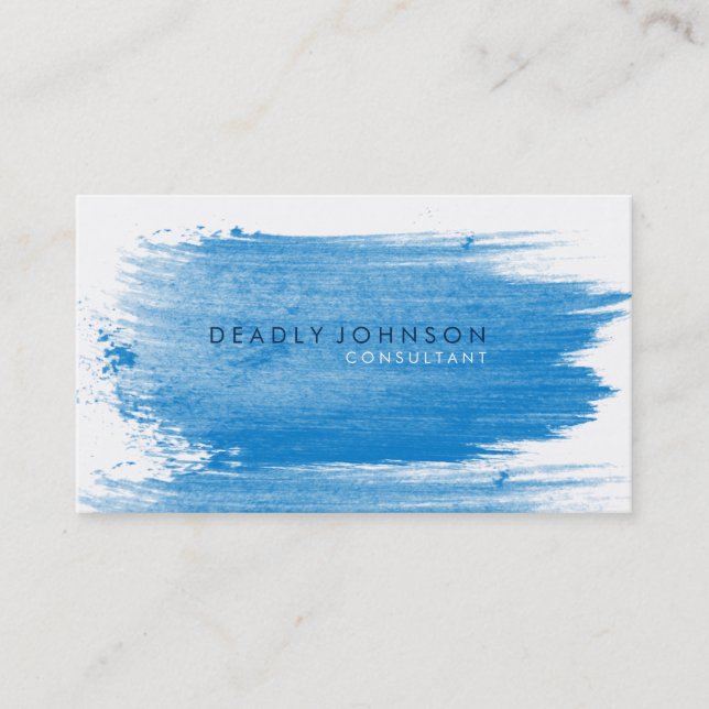 Watercolor Elegant Simple Splatter Blue Business Card (Front)
