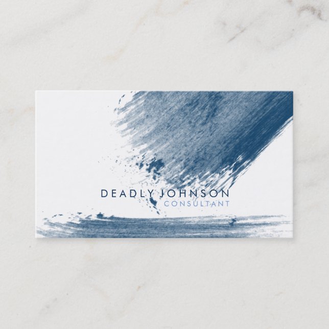 Watercolor Elegant Simple Splatter Blue Business Card (Front)