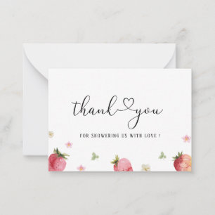 Watercolor Elegant Strawberry Berry Sweet baby sho Card