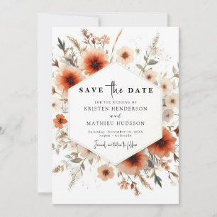 Watercolor Elegant Terracotta Wedding Save The Date