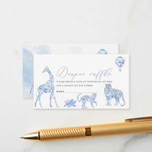  Watercolor elegant toile safari chinoiserie baby  Enclosure Card