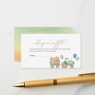 Watercolor elegant tractor little pumpkin baby sho enclosure card
