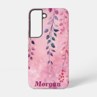 Watercolor Elegant Vines with Pink Background