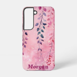 Watercolor Elegant Vines with Pink Background Samsung Galaxy Case