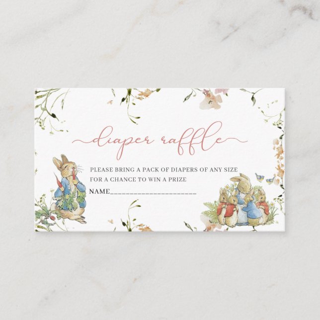  Watercolor Elegant wildflower Peter Rabbit  baby  Enclosure Card (Front)