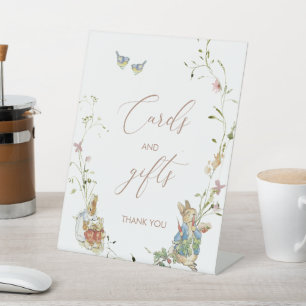  Watercolor Elegant Wildflower Peter Rabbit  baby  Pedestal Sign